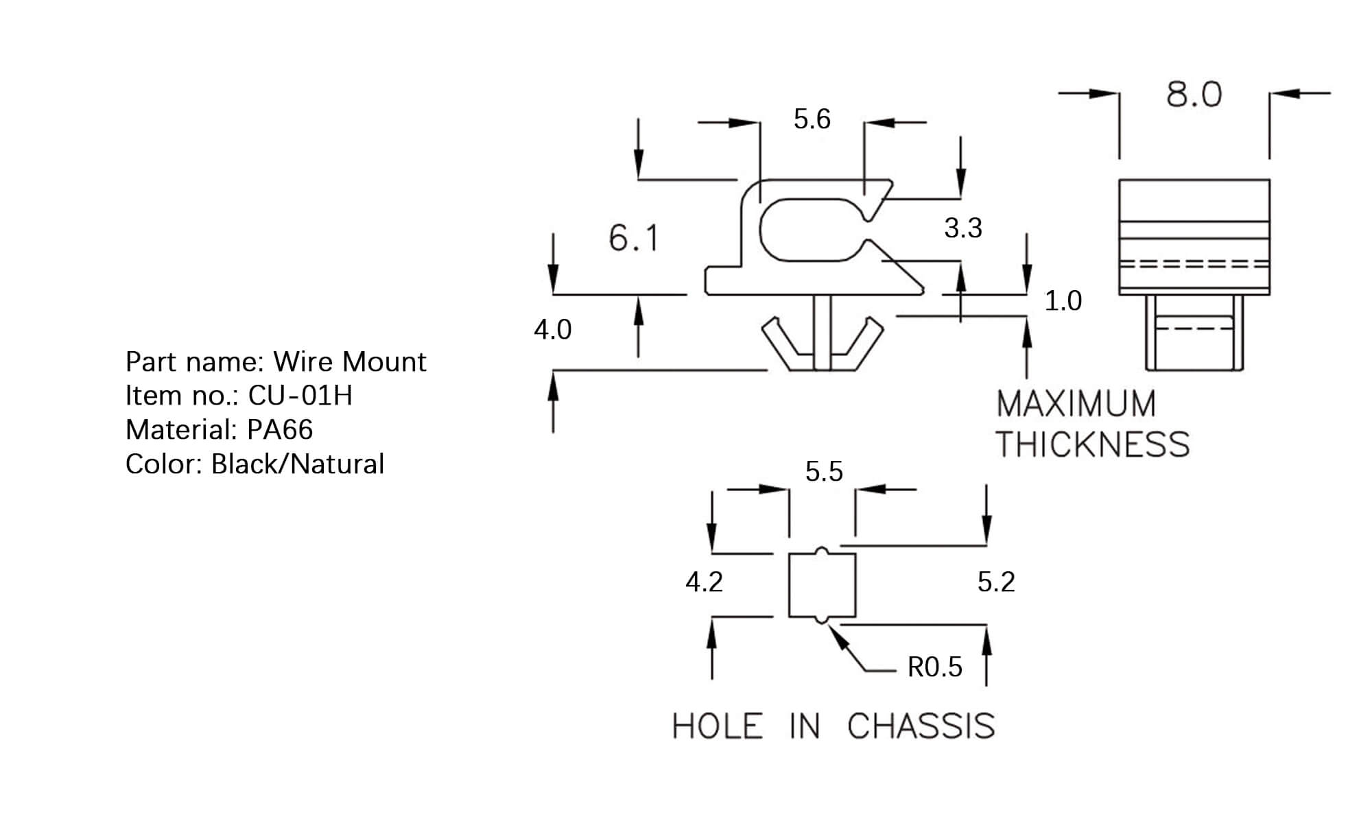 Plastic Wire Mount CU-01H